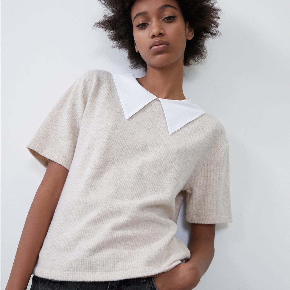 NWT Zara Jumper with White Collar Sz S